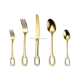 Accesorios de utensilios de cocina Juego de cubiertos dorados Alimentos seguros Calidad Acabado Cubiertos de lujo Cuchara Tenedor y juego de cuchillos para boda - Product Image 3