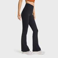 Pantalones de Yoga de Cintura Alta para Mujer, Corte Acampanado, Bolsillo Oculto 3D, Nailon y Spandex, Transpirables y Elásticos, Leggings para Gimnasio, Yoga y Pilates