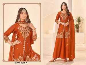 Salwar Kameez pour femme en Georgette Rangoli avec broderie et doublure, style moderne, tenue de mariage - Product Image 1