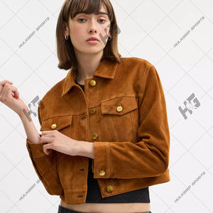 Chaqueta Bomber Regular de Piel de Oveja Marrón para Hombre con Cierre de Cremallera, Bolsillos en el Pecho, Impermeable, de Secado Rápido, Diseño con Capucha para Primavera - Product Image 6