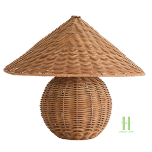 Eco-Friendly Handwoven Rattan <b>Table</b> Lamp Natural Wicker <b>Bedside</b> Lamp for Living Room Bedroom Hotel Decoration - Product Image 5