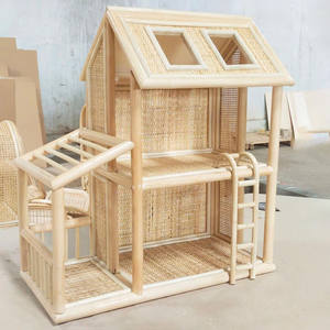 Casas de muñecas de madera, casas de juegos de mimbre al precio más bajo, juguete imaginativo para niños - Product Image 1