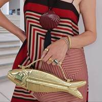 Pochette de soirée en strass et diamants, forme poisson, sac à main en cristal, vente en gros de pochettes en strass