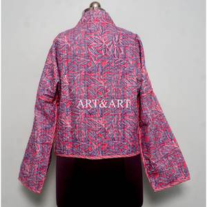 Kimono Kantha Indio Vintage Unisex, Chaqueta de Algodón Estampada Hecha a Mano, Ropa de Dormir Ligera con Botones para Uso en Casa, Invierno, Otoño, Primavera - Product Image 5