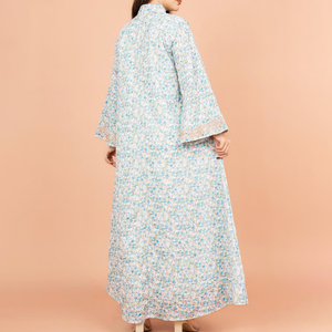 Robe longue à imprimé floral avec col montant, manches lanternes, style vintage, coupe empire, manches longues, coupe ample, confortable, à porter en toutes saisons - Product Image 5