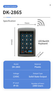 Clavier de contrôle d'accès RFID étanche DK-2865 (P1) avec bouton de sortie pour systèmes de serrures électriques - Product Image 5