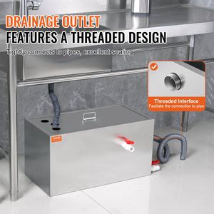 Trappola per Grasso in Acciaio Inox per Cucine Commerciali, 25 LBS, Ingresso Superiore, 6.4 GPM, Interceptor per Grasso di Scarico per Lavello - Product Image 4