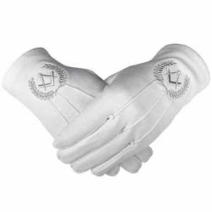 Gants en coton blanc avec emblème maçonnique, longueur poignet, impression par transfert thermique, écologiques, séchage rapide, durables, décontractés, sportifs, printemps - Product Image 1