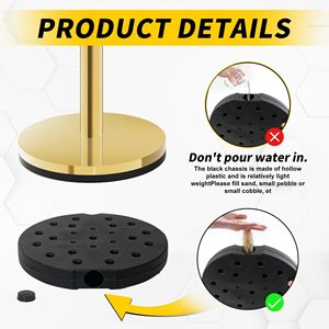 Set di montanti per il controllo della folla in 4 pezzi con corda di velluto rosso e cima a sfera con barriera in acciaio inossidabile per fiere - Product Image 5
