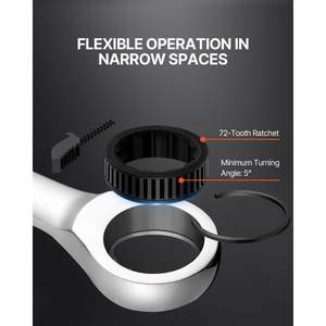 Juego de Llaves Combinadas de Trinquete de 8 Piezas con Organizador, Acero Cr-V, Métrico, 8 mm a 19 mm, para Reparaciones del Hogar, Taller y Automóviles - Product Image 3