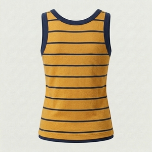 Wholesale Custom Sexy Slim Fit U-neck <b>Vest</b> 2026 Summer New 100% Polyester <b>Striped</b> Sleeveless Tank <b>Tops</b> Breathable Puff Women - Product Image 2