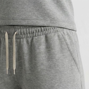 Ensemble de shorts en coton gris pour femmes, 2 pièces, t-shirt à manches courtes col rond et shorts au-dessus du genou, tenue décontractée quotidienne, couleur unie - Product Image 5
