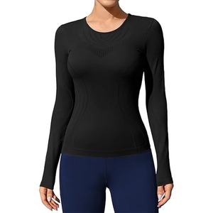 Haut de sport personnalisé pour femme, à compression, extensible dans les 4 sens, à manches longues, anti-transpiration, protection anti-UV - Product Image 1
