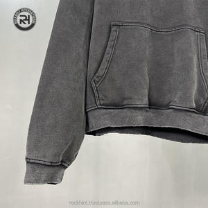2025 personnalisé Vintage lavage à l'acide hiver à capuche 100% coton Streetwear pull surdimensionné unisexe haute qualité mode poche - Product Image 5