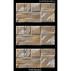 300x600mm House Exterior Wall 30x60cm Brick Stone Elevation Look 12x24 Ceramic Wall Tile for Decorative Wall Outside tiles