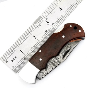 Couteau de poche pliant artisanal en cuivre Damas, manche en bois, garantie 1 an, vente en gros, logo personnalisé, OEM ODM, couteau d'extérieur haut de gamme - Product Image 5