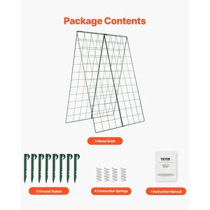 Treillis de jardin pliable en métal 46'' x 32'' pour plantes grimpantes (concombres), avec pinces de fixation, treillis surélevé pour clôtures et portails - Product Image 6