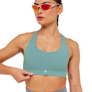 Custom Logo Women GS Storm Blue Running <b>Bra</b> Nylon Spandex Medium Support <b>Racerback</b> Athletic Yoga Top Gym Fitness Workout Wear - Product Image 6
