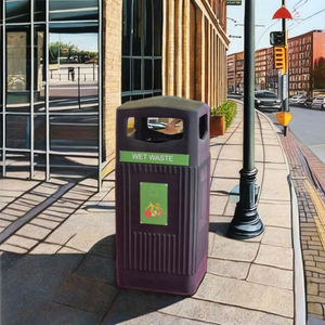 Fiberglass Square Outdoor Waste Disposal <b>Bin</b> Garbage Container with <b>Lid</b> for Park Street Hotel Garden Public Use - Product Image 1