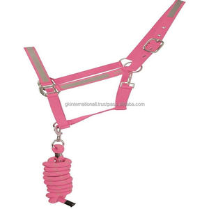 Licol de cheval en nylon multicolore à bandes réfléchissantes argentées avec matériel en nickel antirouille en acier inoxydable en épi complet sur les tailles - Product Image 4