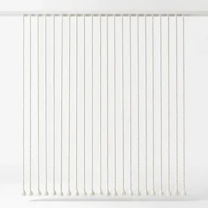 Cortina de puerta bohemia de bambú con cuentas, macramé para colgar en la pared con borlas, divisor de habitación de madera natural, decoración de partición visual. - Product Image 4
