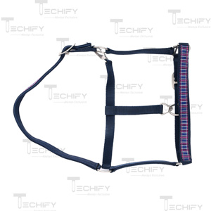Harnais de cheval en nylon rembourré réglable avec motif à carreaux, collier de tête durable et doux, équipement d'équitation - Product Image 4