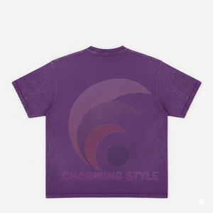 เสื้อยืดผู้ชายแขนสั้นผ้าฝ้าย 100% น้ำหนัก 280 กรัม รุ่นใหม่สำหรับฤดูร้อน ลวดลายเรียบๆ ประดับคริสตัล สไตล์อเมริกันสตรีทสุดเทรนดี้ - Product Image 5