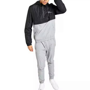Conjunto de Chaqueta Cortavientos con Capucha, Diseño Moderno, Estampado Sólido, Ligero e Informal para Hombre, Venta al Por Mayor - Product Image 1