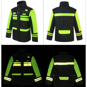 High Visibility <b>Reflective</b> Polyester Work <b>Jacket</b> <b>Men</b> Safety Stripes Hi Vis Workwear - Product Image 4