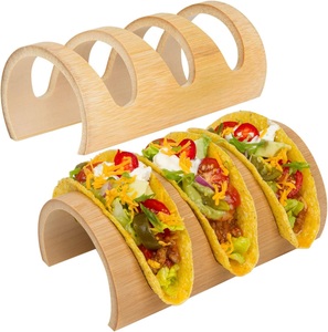 Premium Taco Holder Stand 4 Pack Wood Taco Rack <b>Tray</b> Hard Soft Shell Tortilla Stand Commercial Restaurant Wood Taco Holder - Product Image 4