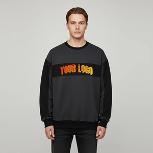 Sweat-shirts surdimensionnés pour hommes en coton 100% de haute qualité, col rond, avec logo personnalisé brodé, écologiques, vente en gros - Product Image 1