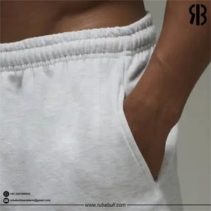 Shorts cargo blancs pour hommes, taille mi-haute, cordon élastique, décontractés, style Bermuda, avec poches, respirants, en coton tricoté - Product Image 3