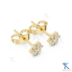 Lab Grown Diamond Floral Cluster Stud <b>Earrings</b> 7 Stone Daisy Motif 14K/18K <b>Solid</b> Gold Women's Jewelry Wedding Party Bridal - Product Image 4