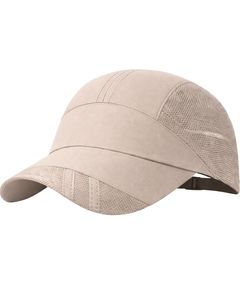 Men Beige Mesh Panel Sports <b>Cap</b> Breathable Lightweight Adjustable Summer Running Training Outdoor Baseball Hat For Men Use - Product Image 3