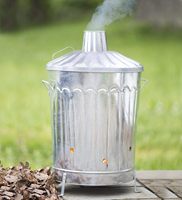 Incinérateur de déchets de jardin portable en acier galvanisé noir avec couvercle, pour brûler les déchets, par Creation HandiCrafts