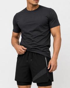Shorts de sport pour hommes tendance, beiges, à séchage rapide, taille mi-haute, avec braguette zippée, poches décontractées, blocs de couleur, en tissu tissé, imperméables et écologiques - Product Image 1