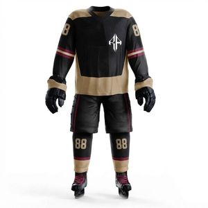 Ice Hockey Uniform Set With Heat Transfer Printing V-Neck Collar Elastic Waist 100% Polyester Material High Quality for Men's - Product Image 2