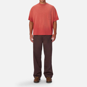 เสื้อยืดคอกลมแขนสั้นผ้าฝ้าย 100% สีแดงซีดแบบใหม่สำหรับผู้ชาย มีกระเป๋าเสื้อ พิมพ์ลายแบบรีดร้อน สีพื้น - Product Image 6
