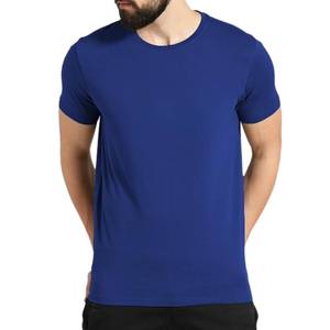 <b>Men's</b> <b>Red</b> Solid Color O-Neck Short Sleeve T-Shirt Regular Fit Casual Jersey Cotton <b>Top</b> - Product Image 3