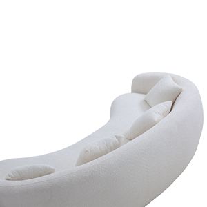 Divano Sezionale Moderno a 5 Posti in Bouclé 102, Divano Curvo a Mezzaluna per il Tempo Libero a 5 Posti in Velluto Teddy Beige per Soggiorno - Product Image 4