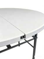 Muebles de Exterior XY para Restaurante, Juego de Mesa Redonda Plegable con Superficie de Plástico Blanco