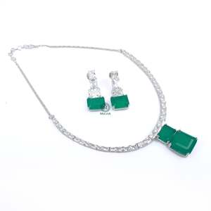 Krisha American Diamond Gold Plated Bridal Necklace & Earring Set - Product Image 5