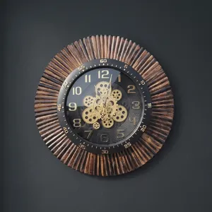 Vintage Art Deco Wooden Wall Clock Quartz Movement <b>Battery</b> <b>Operated</b> - Product Image 3