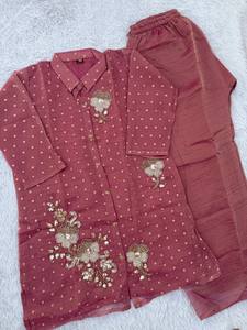 Conjunto de traje Anarkali rosa de algodón bordado para mujer Noor, corte holgado, ropa tradicional india y pakistaní, informal, para todas las estaciones - Product Image 3