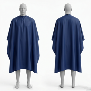 Cape de barbier en nylon noir imperméable 110 GSM, antistatique, tablier de salon, logo personnalisé, impression par transfert thermique, fermeture à pression - Product Image 3