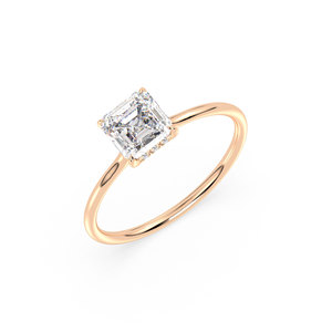 Bague solitaire REYES avec halo caché en diamant HPHT CVD cultivé en laboratoire, en or massif 14 carats, taille Asscher, 1,19 carat - Product Image 1