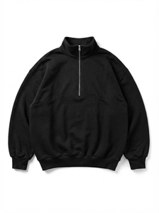 Sudadera Corta con Capucha Personalizada con Logotipo, 100% Algodón, Transpirable, Informal, Unisex, para Exteriores, con Media Cremallera y Cuello Alto de Forro Polar - Product Image 5