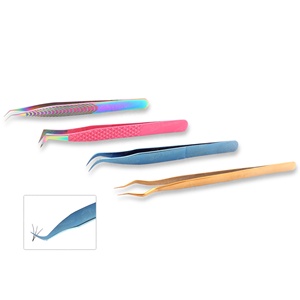 Different <b>Angles</b> of Tweezers High Quality <b>Stainless</b> <b>Steel</b> Strong Hold Usable With Light Tension Eyelash Tweezers - Product Image 4
