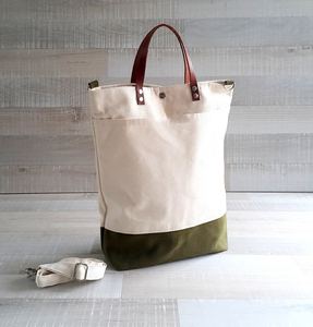 Bolso Tote de Lona y Cuero, Estilo Vintage, para Viajes, Trabajo, Compras, Bolso de Hombro, Bordado Abierto, Impermeable, Gran Capacidad, Duradero - Product Image 1