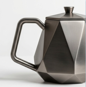 Service à thé en métal poli brillant fait main, théière géométrique en acier inoxydable, ensembles modernes de café et de thé en métal - Product Image 4